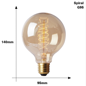 Edison Bulb E27 220V 40W ST64 A19 T45 G80 G95 G125 Incandescent filament bulb lighting Retro Edison Light Bulb (Option: G95 Spiral)