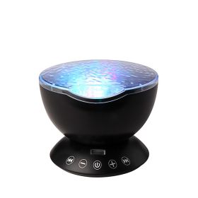 Ocean Wave Projector LED Night Light Remote Control TF Cards Music Player Speaker Aurora Projection (Option: Black upgraded version)