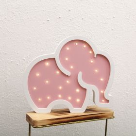 Baby elephant LED night light (Color: Pink)