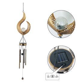 Solar Wrought Iron Wind Chime Lamp Outdoor Hollow Flame Sun Moon Lamp Garden Flame Suspension (Option: 0.5W)