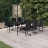 7 Piece Patio Dining Set Black