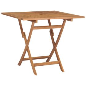 Folding Patio Table 33.5"x33.5"x29.9" Solid Teak Wood (Color: as Pic)