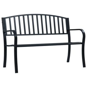 Patio Bench 49.2" Black Steel (Color: as Pic)