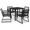 5 Piece Patio Dining Set PVC Rattan Black