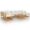 8 Piece Patio Lounge Set with Cushion Cream Solid Acacia Wood