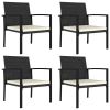 Patio Dining Chairs 4 pcs Poly Rattan Black