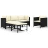 6 Piece Patio Lounge Set with Cushions Poly Rattan Black