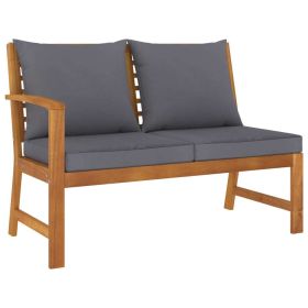 Patio Bench 45.1" with Dark Gray Cushion Solid Acacia Wood (Color: Dark gray)