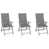 Patio Reclining Chairs 3 pcs with Cushions Solid Acacia Wood