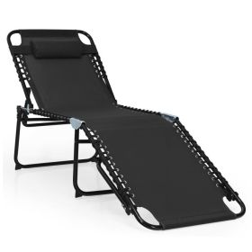 Foldable Recline Lounge Chair with Adjustable Backrest and Footrest (Color: as Pic)