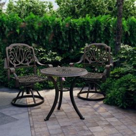 3 Piece Bistro Set Cast Aluminum Bronze (Color: as Pic)