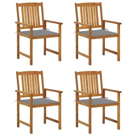 Patio Chairs with Cushions 4 pcs Solid Acacia Wood (Color: as Pic)