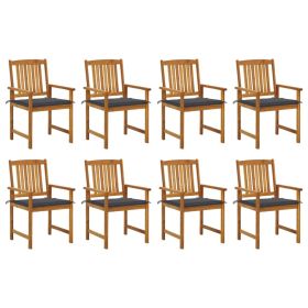 Patio Chairs with Cushions 8 pcs Solid Acacia Wood (Color: as Pic)