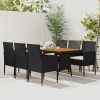 7 Piece Patio Dining Set Poly Rattan Black