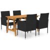 5 Piece Patio Dining Set Black