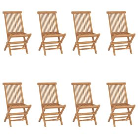 Folding Patio Chairs 8 pcs Solid Teak Wood (Color: Brown)