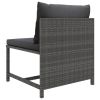 7 Piece Patio Lounge Set with Cushions Poly Rattan Gray