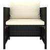 6 Piece Patio Lounge Set with Cushions Poly Rattan Black