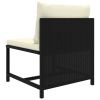 6 Piece Patio Lounge Set with Cushions Poly Rattan Black