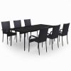 7 Piece Patio Dining Set Black