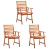 Patio Dining Chairs 3 pcs with Cushions Solid Acacia Wood