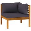 5 Piece Patio Lounge Set with Cushion Solid Acacia Wood