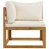 6 Piece Patio Lounge Set with Cushion Cream Solid Acacia Wood