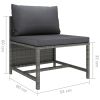 7 Piece Patio Lounge Set with Cushions Poly Rattan Gray