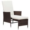 3 Piece Patio Lounge Set with Cushions Poly Rattan Brown