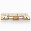 8 Piece Patio Lounge Set with Cushion Cream Solid Acacia Wood