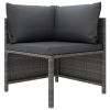 7 Piece Patio Lounge Set with Cushions Poly Rattan Gray