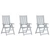 Patio Reclining Chairs 3 pcs with Cushions Solid Acacia Wood