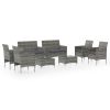 8 Piece Patio Lounge Set with Cushions Poly Rattan Gray