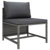 7 Piece Patio Lounge Set with Cushions Poly Rattan Gray