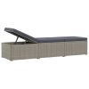 Sun Lounger with Cushion Poly Rattan Gray