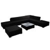 8 Piece Patio Lounge Set with Cushions Poly Rattan Black