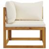 8 Piece Patio Lounge Set with Cushion Cream Solid Acacia Wood