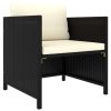 6 Piece Patio Lounge Set with Cushions Poly Rattan Black