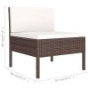 6 Piece Patio Lounge Set with Cushions Poly Rattan Brown